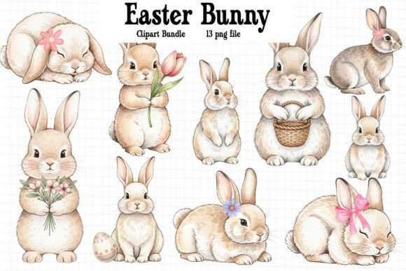 Download Vintage Easter Bunny Clipart Bundle - Premium Resources