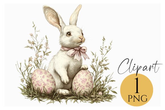 Download Vintage Easter Bunny Clipart PNG - Premium Bundle
