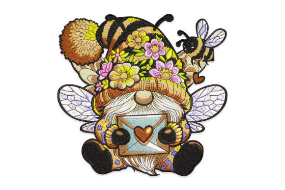 Download Bee Gnome with Flowers and Love Letter - Gnome with flowers Collection