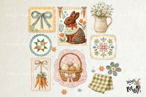 Download Vintage Easter Bunny Clipart PNG Set - Premium Bundle