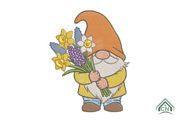 Download Cute Gnome with Flowers Embroidery - Gnome with flowers Collection