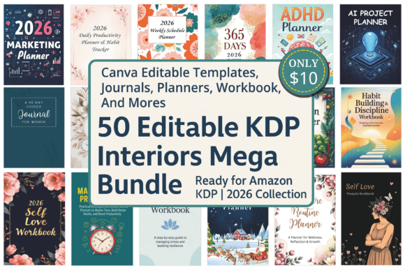 Download 50 Editable KDP Interiors Mega Bundle - Kdp interiors Collection