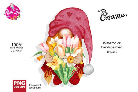 Download Watercolor Gnome with Flowers, Spring Gn - Gnome with flowers Collection