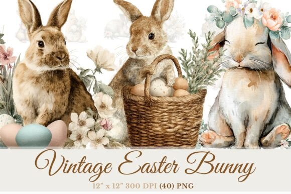 Download Vintage Easter Bunny Clipart Bundle - Premium Resources