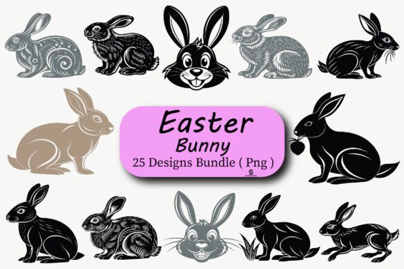 Download Vintage Easter Bunny Clipart Png Bundle - Premium Bundle