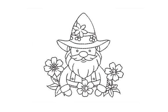 Download Gnome with Flowers Bean Stitch Design - Gnome with flowers Collection