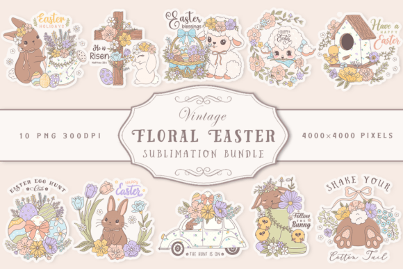 Download Vinatge Floral Easter Sublimation Bundle - Floral easter sublimation Collection